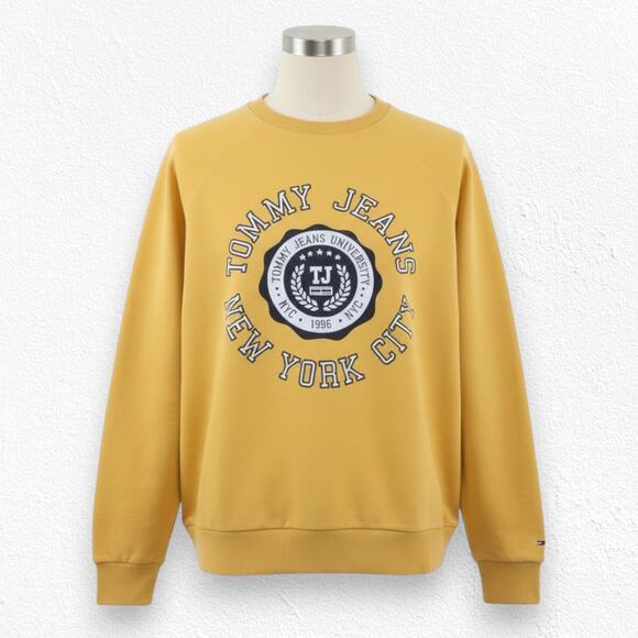 Tommy Jeans Yellow University NYC Collegiate Crewneck Sweatshirt Size Small